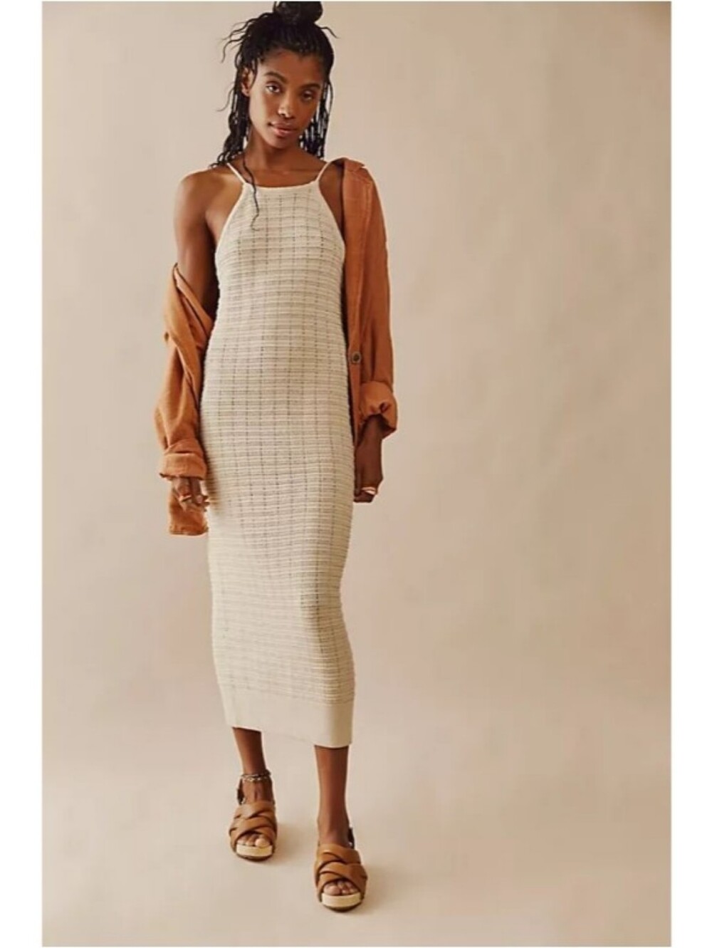 Free People Beach Mallorca Fauxchet Sweater Midi Dress Nwot